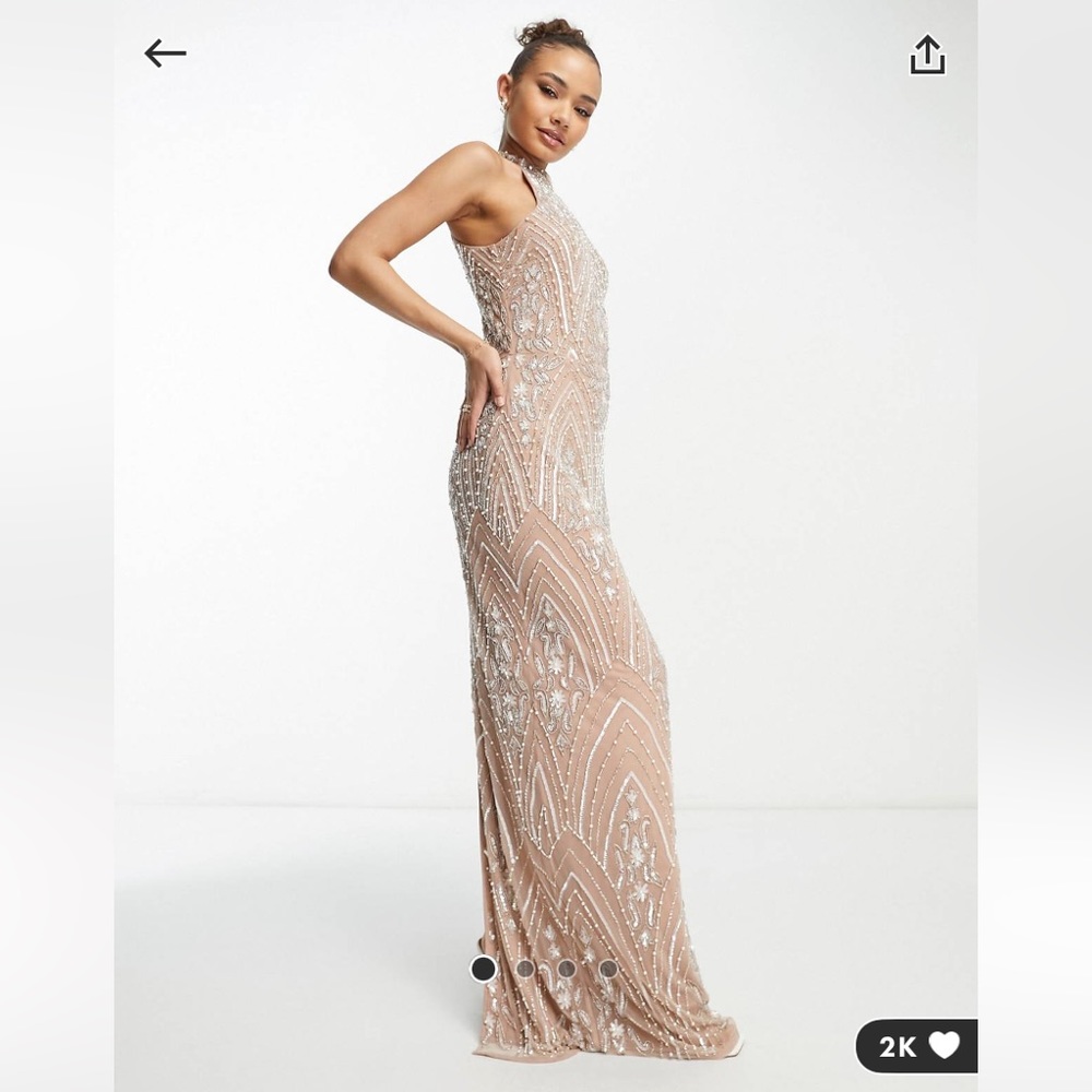 Beauut Bridesmaid allover embellished Maxi dress in taupe